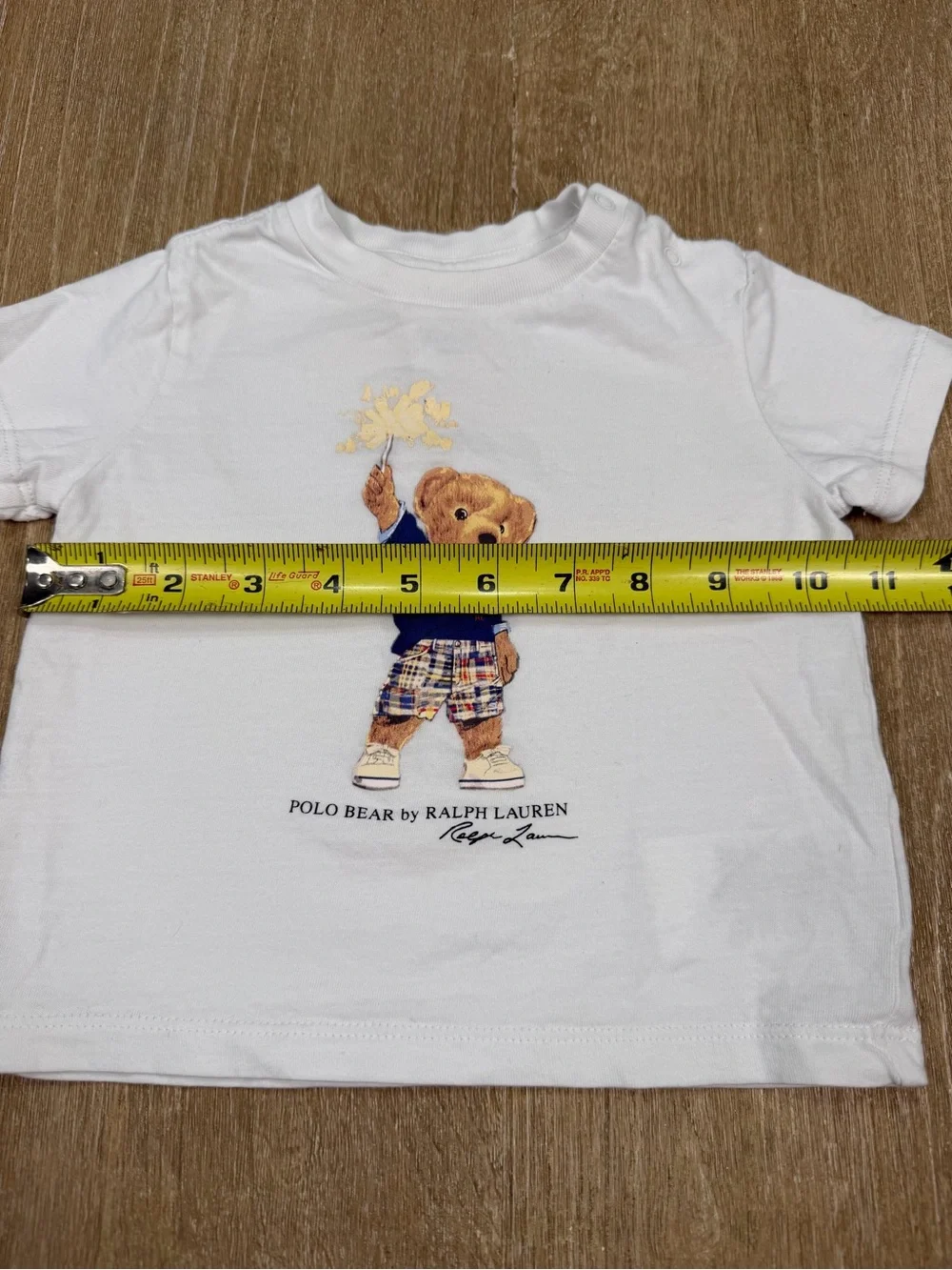 Ralph Lauren White Polo “Sparkler Bear” Graphic Tee for baby